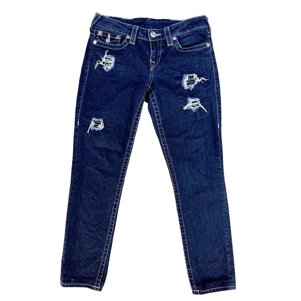 True Religion Y2K Flap Pocket Swarovski Crystal Skinny Jeans Women’s SZ 29 EUC